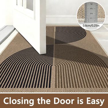 Килимок для дому та вулиці 50x80 см, джутовий, з антиковзаючим покриттям, для входу, балкону (Чорно-коричневий)