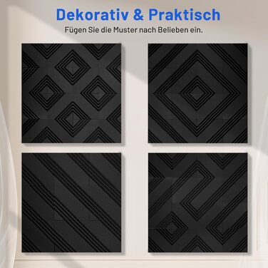 Акустичний поролон для шумоізоляції 30x30x5 см, звукопоглинаючі панелі для стін з клейкою основою, набір 32 шт. для студії звукозапису та домашнього кінотеатру