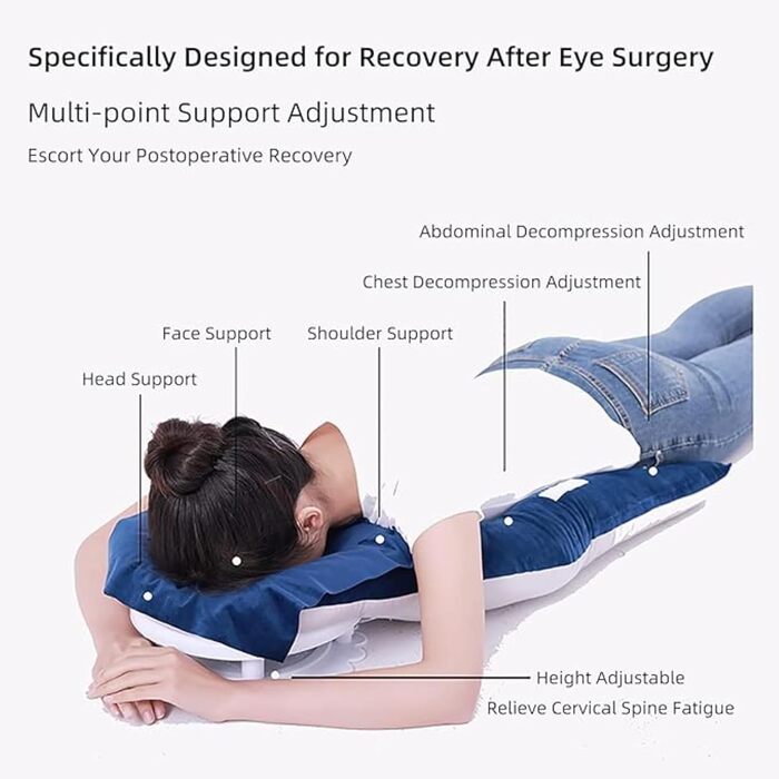 HoldOne Light Vitrectomy Eye Surgery Recovery Pillow, adjustable height & 1 chest pads, reversible face-down support for Macula & Retina removal patients, for patients during