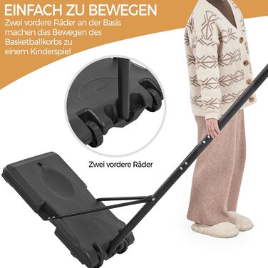 Yaheetech Adjustable Height Basketball Stand with Wheels - Mobile Basketball Hoop, Water or Sand Fillable, Indoor/Outdoor Basketball System - 226.5cm - 256.5cm
