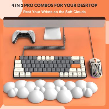 Ігровий комплект YINDIAO T8: механічна клавіатура 68 клавіш TKL + миша з RGB підсвічуванням, USB-C, 6400 DPI, для PC/PS5, сірий