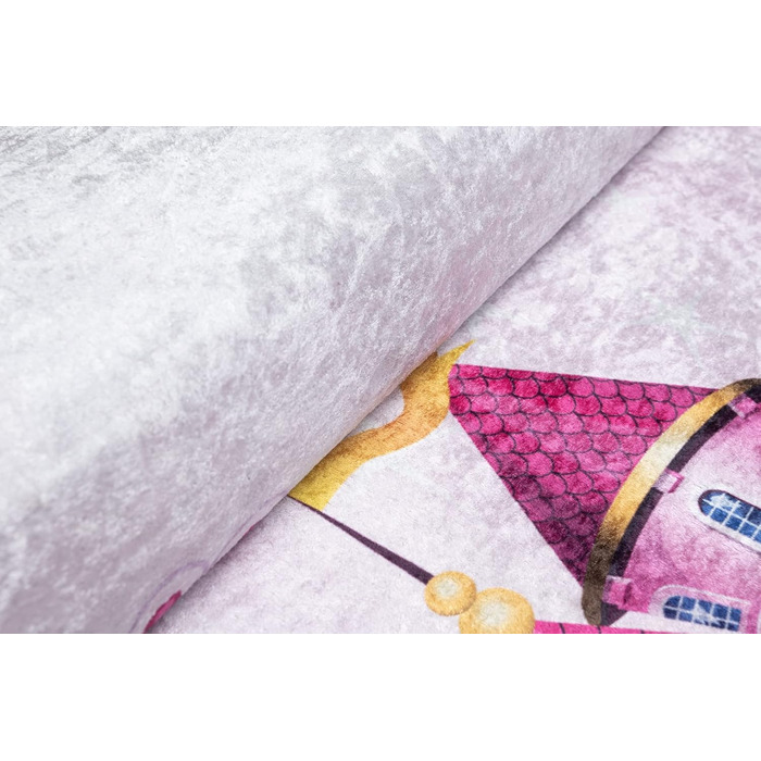 Дитячий килим TAPISO Emma, рожевий, 80x150 см, з антиковзким покриттям, принт, ÖKO-TEX, машинне прання 30°C