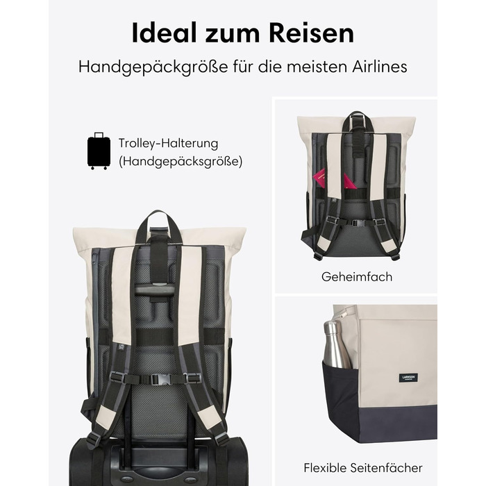 Рюкзак Rolltop для жінок і чоловіків No 4 Large, 21 л, відділення для ноутбука 16