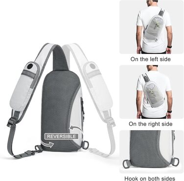 G4Free Сумка через плече/рюкзак, RFID-захист, з передньою кишенею, для походів, для щоденного використання, з нагрудною кишенею, білий, для жінок та чоловіків