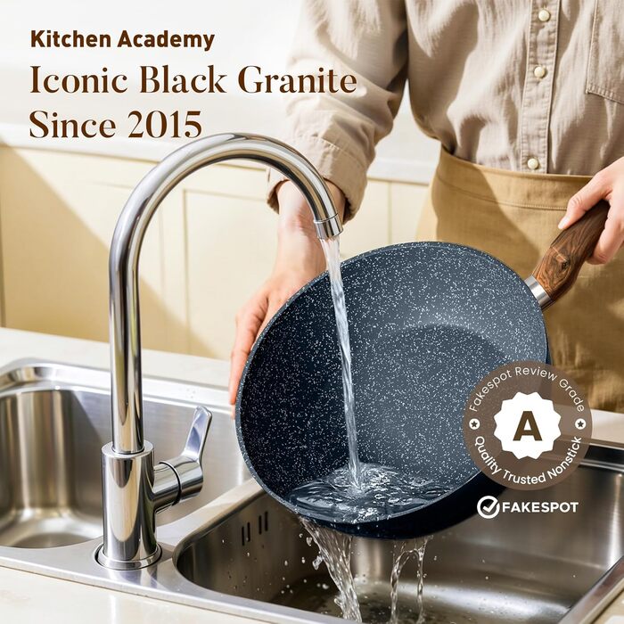 Набір посуду Kitchen Academy Granit 12 предметів для індукції, антипригарне покриття, без PFOA/PFOS, синій