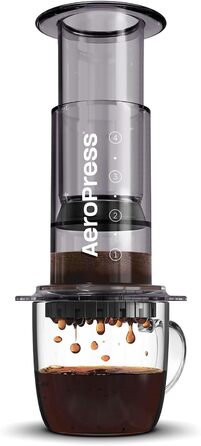 Кавоварка AeroPress Clear 3-в-1: прес, еспресо, френч-прес, портативна, чорна, для подорожей і кемпінгу, без гіркоти