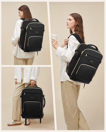 LOVEVOOK Рюкзак ручної поклажі, 40L, для подорожей та бізнесу, чорний