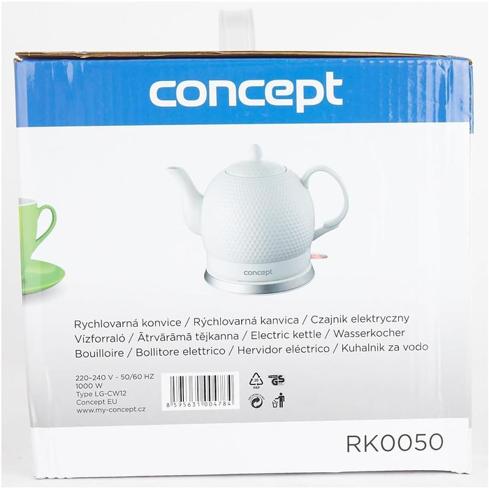 Concept Golf RK0050 Electric Kettle - Ceramic 1.2L, White - 3D Golf Ball Design