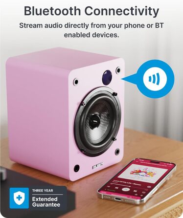 Активні колонки Majority D50X | 60W, Bluetooth 5.3, HDMI ARC, AUX | Hi-Fi стерео, для ПК, студійний монітор (Рожевий)