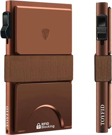 Чоловічий гаманець TOYFID з відділом для AirTag, 12 слотів для карток, відділенням для грошей, RFID захистом, коричневий, алюміній