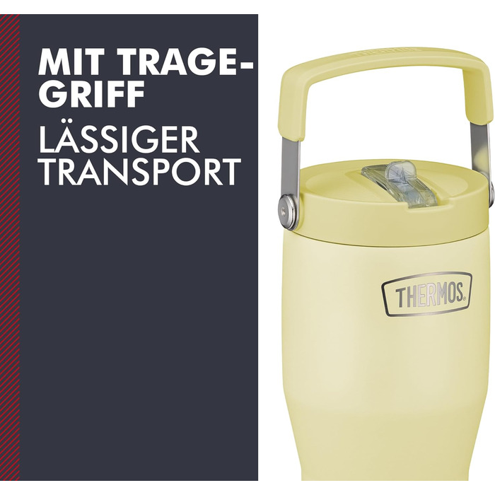 Термос REFRESHING SERIES з подвійними стінками, 0.85л, з трубочкою та ручкою, з нержавіючої сталі, Vanilla Matt