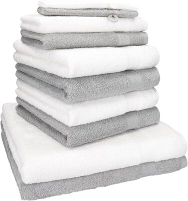 Набір рушників Betz 10 штук Premium 100% бавовна: 2 великі, 4 середні, 2 гостьові, 2 рукавички. Кольори: антрацит & сріблястий сірий