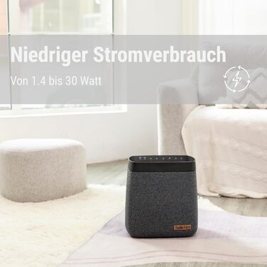 Зволожувач повітря Stadler Form Karl, тихий та потужний випарник для приміщень до 100 м², 4 режими зволоження, керування через додаток, чорний