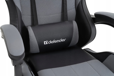 Ігрове крісло Defender Strider, чорно-сіре, екошкіра, з подушками