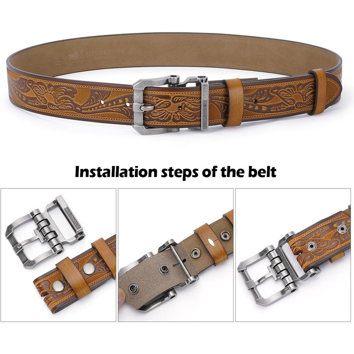 Чоловічий шкіряний ремінь BISON DENIM з класичною пряжкою, міцний, для джинсів, довжина 110 см, підходить для талії 33'-36'