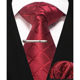 Трохи виразні краватки та нагрудні хустинки JEMYGINS для весілля: темно-зелений (вино-червоний) комплект