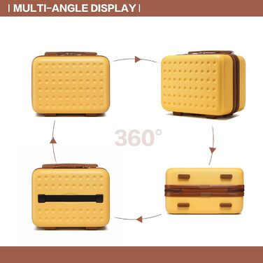 Чемодан-валіза KONO з жорсткою оболонкою, 76x50x31 см, білий (жовтий, косметичка)
