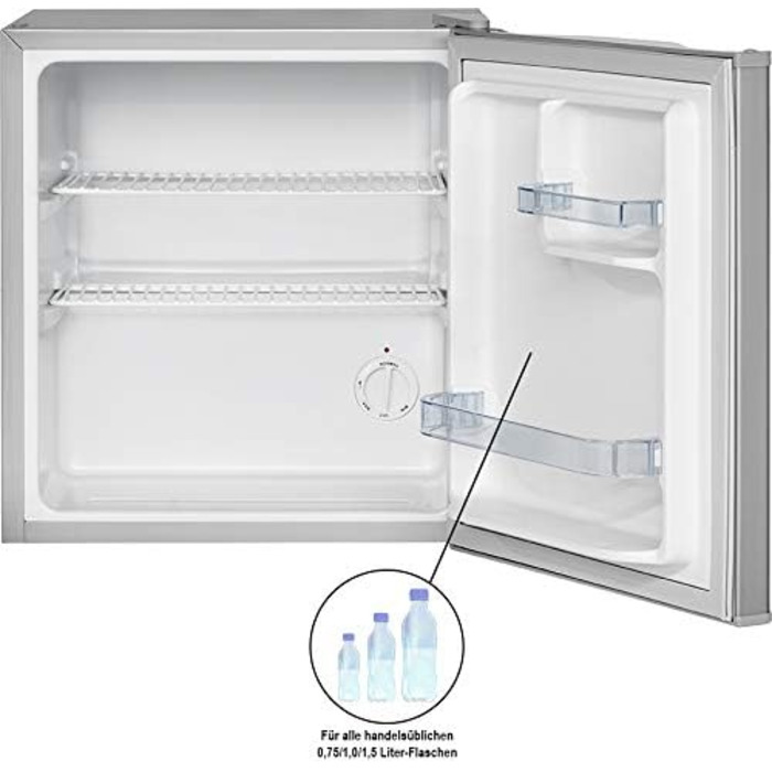 Міні-холодильник Bomann® 42 літри | Холодильник для напоїв для офісу, кемпінгу та геймінгу | Тихий, 39 дБ | Мінібар з можливістю зміни напрямку відкривання дверцят | 51x45x45 см | KB 7346 inox