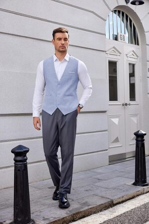 Чоловічий костюм Coofandy з жилетом, блакитний, розмір 3XL. Весільний/Повсякденний
