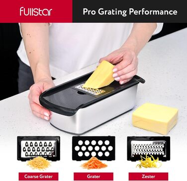 Мандоліна для овочів та фруктів 14-в-1 PRO з нержавіючої сталі, чорна: слайсер, шинковка, тертак, нарізчик для огірків, цибулі, картоплі, сиру