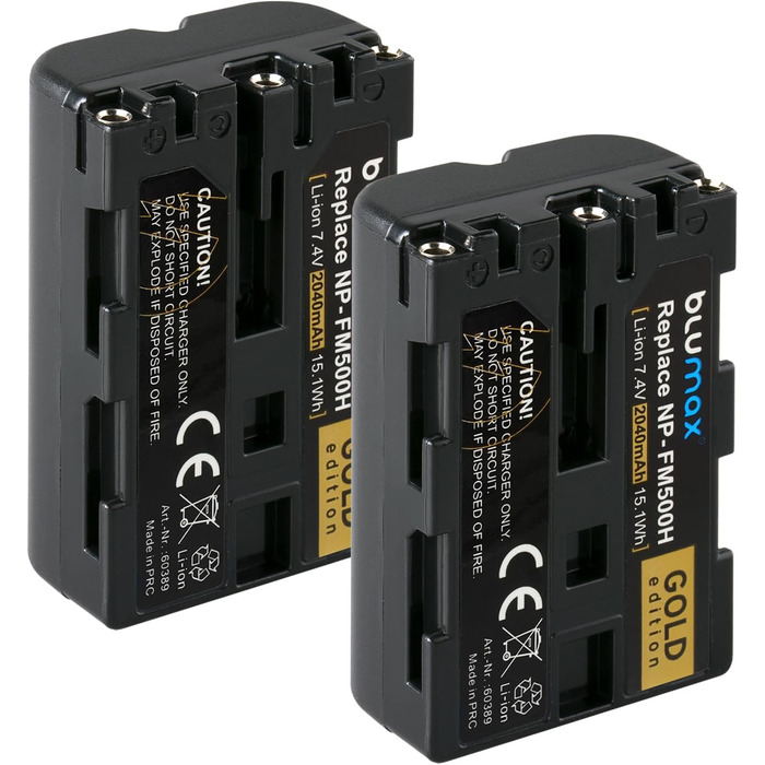 Акумулятор Blumax сумісний з Sony NP-FM500H 2040mAh + Зарядний пристрій для Sony Alpha (NP-FM500/NP-FM55H) - A77, A850, A900, A99 II