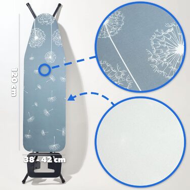 КADAX Накривка для гладильної дошки з шнурком, практична накривка, заміна для праски з парою, регульована (Pusteblumen M)