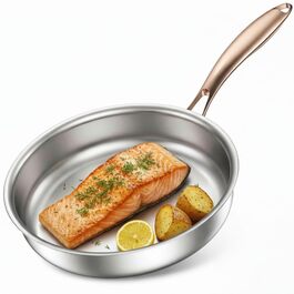 Сковорода Edelstal 28 см з титановим покриттям, індукційна, нержавіюча сталь 18/10, з рожево-золотистою ручкою (без PTFE, PFAS, PFOA) для всіх типів плит