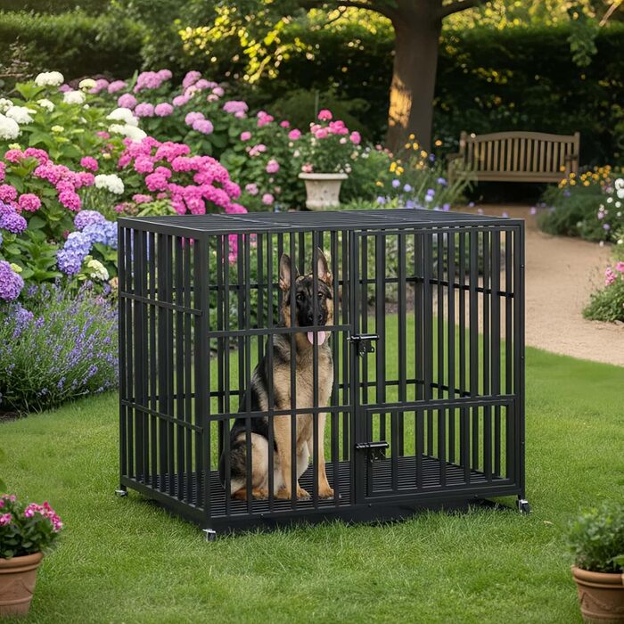 Клітка для собак BingoPaw XXXL: переносна, міцна, з подвійним відсіком, перегородкою, 2 дверцятами та піддоном. Підходить для великих та середніх собак. Розмір 130x100x100 см (XL: 107x78x94 см)