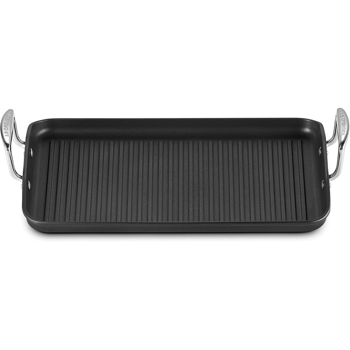 Гриль-плита Le Creuset алюмінієва з антипригарним покриттям, 35x27 см, для всіх типів плит, індукція, антрацит/срібло