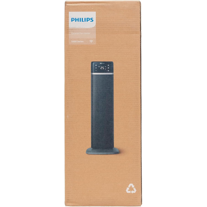 Philips Ceramic Fan Heater 5000 Series, Ceramic Heating Technology, AI-powered for energy saving, Heats up in 2 seconds with 5 integrated safety features, App control, Grey (CX5120/11)