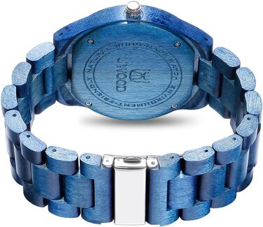 Чоловічий дерев'яний годинник Uwood серії Uw1001blue: ручна робота, кварцовий механізм, аналоговий циферблат, римські цифри, сандалове дерево, вінтажний стиль