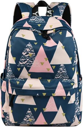 Шкільний рюкзак для дівчаток та хлопців, модний рюкзак для підлітків, водонепроникний, з відділенням для ноутбука (синій трикутник)