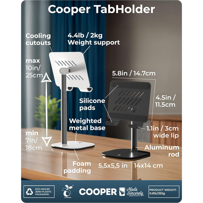 Тримач-підставка для планшета COOPER Tablet Holder Stand, колір Night Black
