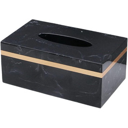 Baoblaze Rectangular Tissue Box Cover Holder Marble Pattern Cosmetic Tissue Storage Holder Decoration Paper Stand Napkin Box Paper Towel Dispenser for Bedroom Kitchen Bathroom Office - Black Gold