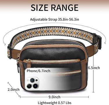 Чоловіча та жіноча поясна сумка з натуральної шкіри, універсальна сумка через плече, сумка на пояс, чорно-коричнева (10#)