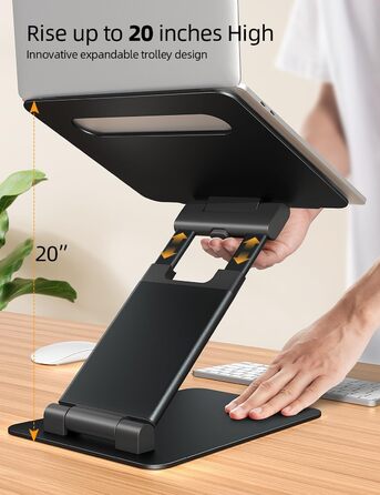 Підставка для ноутбука NULAXY, регульована висота, чорна. Сумісна з MacBook та іншими ноутбуками 10-17