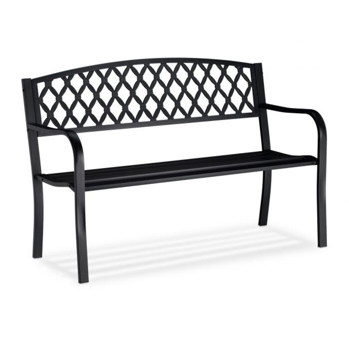 Relaxdays Metal Garden Bench with Wicker Pattern