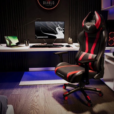 Ігрове крісло Diablo Chairs X-Horn 2.0, штучна шкіра, чорно-червоне