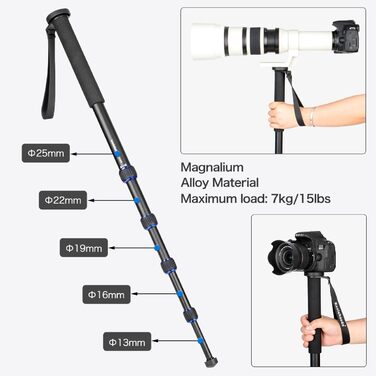 Монопод Koolehaoda K-09 з кульковою головкою для DSLR-камери, алюміній, висота 175 см