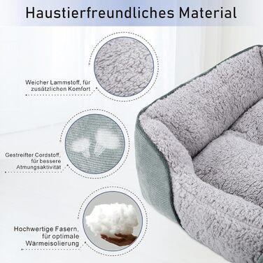 JOEJOY Dog Bed - Medium to Large Dogs, Dog Basket, Washable - Fluffy Dog Bed, Non-Slip Dog Beds, Plush Dog Basket for Dogs and Cats (L76×61×23 cm) (L 89 x W 63 x H 23 cm, Light Grey)