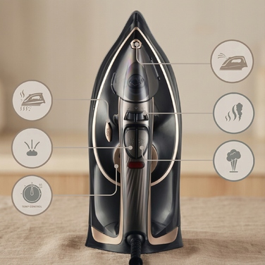 Парова праска DeKraft DE902 3200W з керамічною підошвою, функціями auto-clean та anti-calc