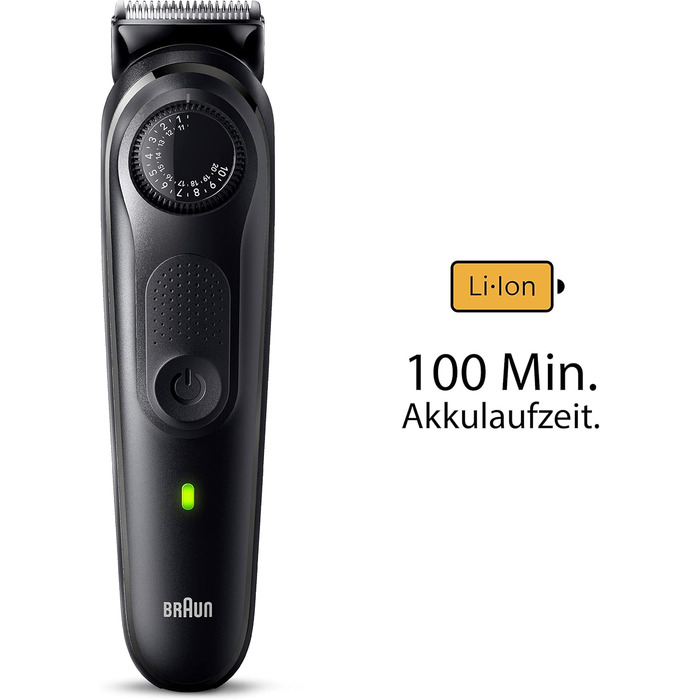 Триммер для бороди Braun Series 5 BT5525: професійний акумуляторний триммер з насадками, 40 налаштувань, водонепроникний, сірий