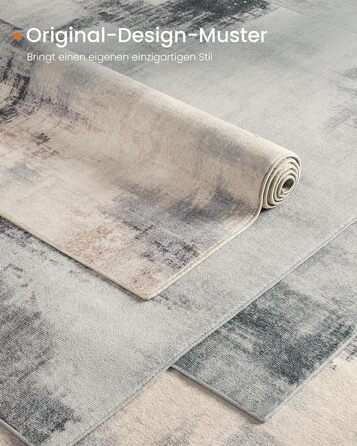 SONGMICS HOME Rug, 160 x 230 cm, Living Room Rug, Non-Slip Rug, Modern Abstract Style, for Living Room, Kitchen, Hallway, Dining Room, Machine Washable, Dove Gray TAR077G01