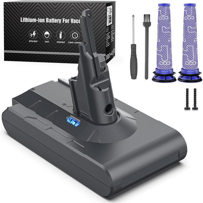 Акумулятор 6.5Ah для пилососів Dyson V6 DC62, DC58, DC59, DC61, DC72, DC74, SV03, SV05, SV06, SV07, SV09 + 2 фільтри