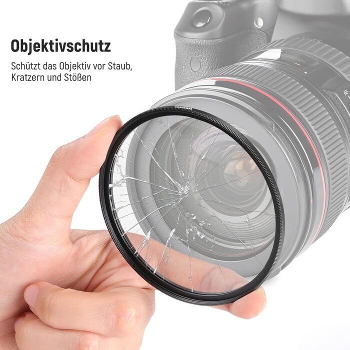 NEEWER 67mm UV-фільтр MC з кришкою об'єктива, нанопокриття, HD скло, водонепроникний, стійкий до подряпин, ультратонкий алюмінієвий корпус, ультрафіолетовий фільтр