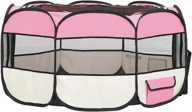 Вольєр для цуценят VidaXL, розкладний, 145x145x61 см, рожевий