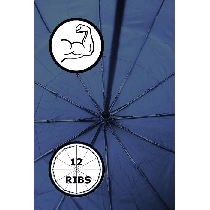 Чоловічий парасолька COLLAR AND CUFFS London 80KPH з автоматичним відкриванням, компактна, вітростійка, з дерев'яною ручкою, темно-синього кольору