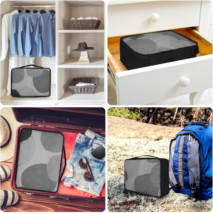 Органайзер для валізи 12 шт., комплект водонепроникних кубиків для подорожей, сімейних поїздок, зберігання вдома (Чорний, 12 шт.)