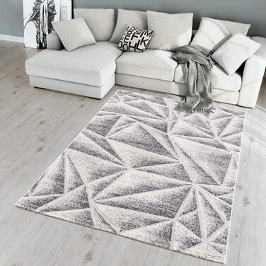 Килим SANAT Evra для вітальні - коротковорсовий килим з сучасним дизайном, 80x150 см, 120x160 см, сірий