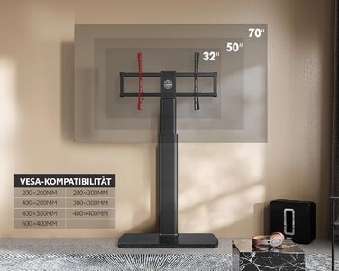 FITUEYES Adjustable Swivel TV Stand with Wood Base - Fits 32-70 inch TVs up to 40kg, VESA 400x600 - Black